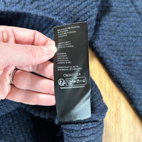 PILCRO anthropologie peplum cable cardigan collared sweater jacket navy size XL - Picture 12 of 14